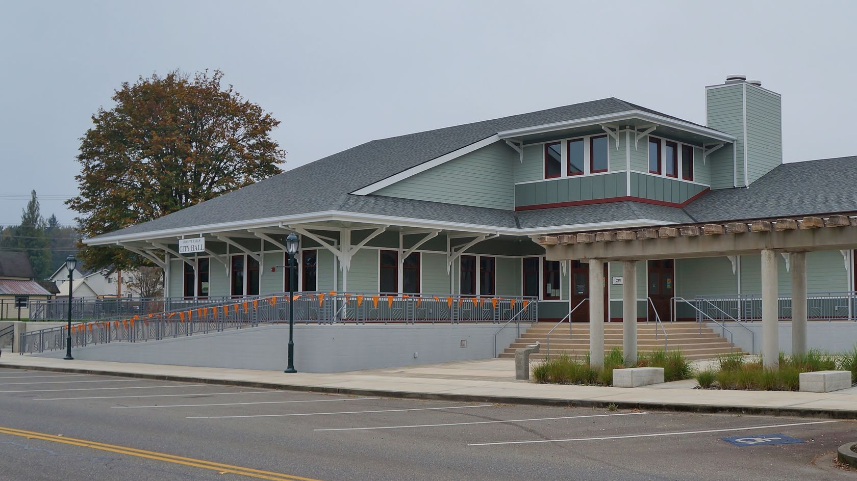 Granite Falls City Hall on a grey autumn day